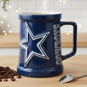 Dallas Cowboys Coffee Cup Mug Embossed Star Logo Ceramic Heavyweight Beer Stein